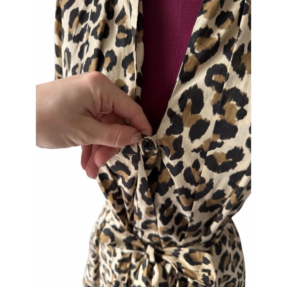 ZARA Midi Dress Leopard Print Belted Short Sleeve Large - Picture 10 of 12